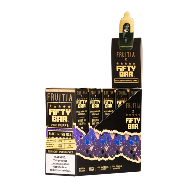 BUY 1 GET 1 FREE Blueberry Pound Cake FRUITIA X Fifty Bar 20k | Vape Amazon India Fruitia