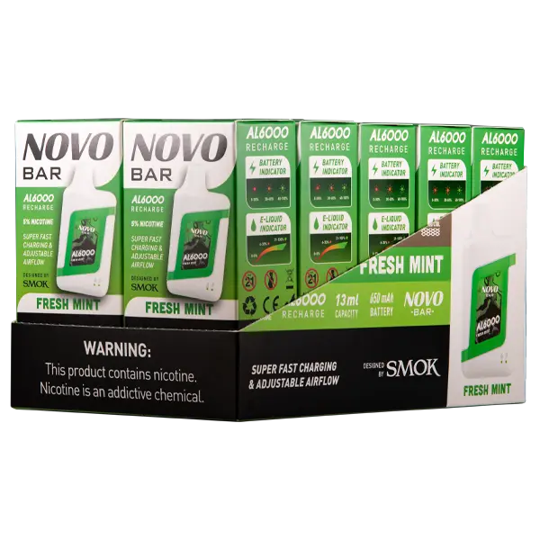 BUY 1 GET 1 FREE Fresh Mint Novo Bar AL6000 | Vape Amazon India Smok