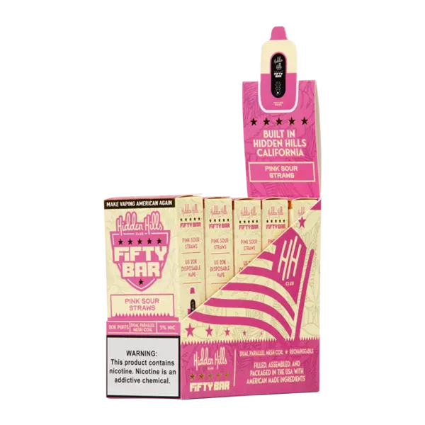 BUY 1 GET 1 FREE Pink Sour Straws Hidden Hills X Fifty Bar | Vape Amazon India Hidden Hills Club