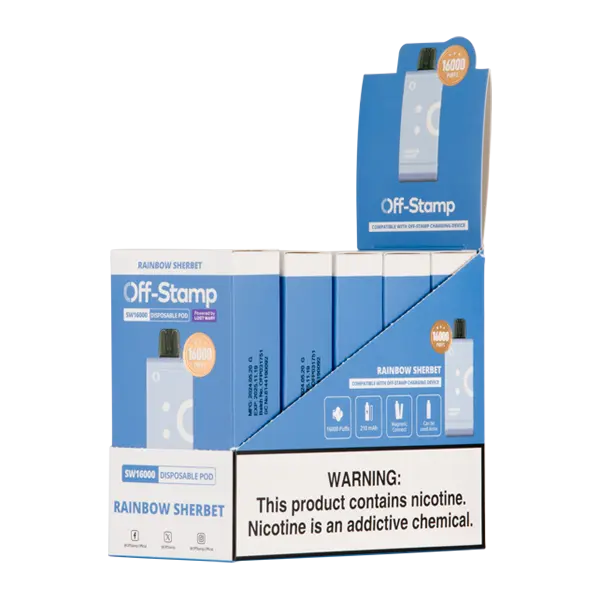 BUY 1 GET 1 FREE Rainbow Sherbet OFF STAMP SW16000 Disposable | Vape Amazon India Off Stamp